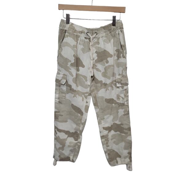 Sanctuary x Anthropologie Linen Tan‎ Camo Carefree Cargo Womens Size XSP - Picture 1 of 11